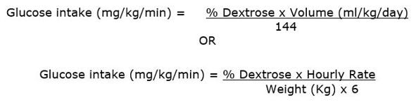 image showing calculations for glucose intake